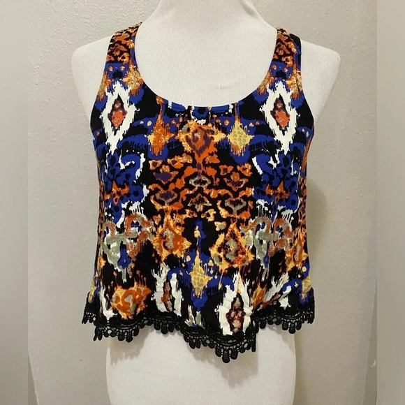 *EUC* Vintage Boho Hot Kiss Crop Top Blouse - Picture 1 of 5